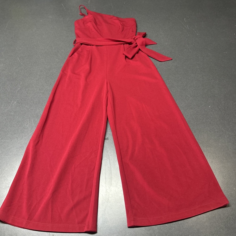 Anrabess Jumpsuit One Shoulder Wide Leg Red Size S Formal Casual Business Casual